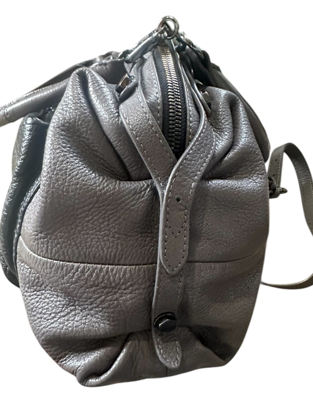 OrYany Leather Hobo Bag Dual Handles Crossbody Shoulder Strap Gray & Black - Picture 6 of 11
